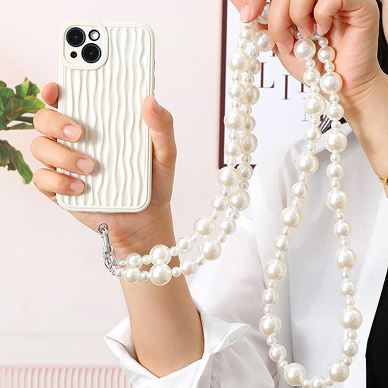 120Cm Bag Chain For Handbag Handles Butterfly Beaded Phone Lanyard Diy Purse Replacement For Shoulder Bag Straps Pearl Belt