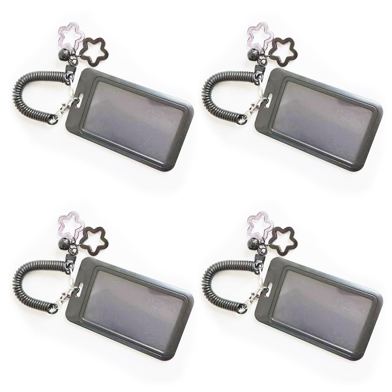 

4 Piece/set Secure Clip Keychain for Cards Keys Star Shaped Holder Easy Carry Plastic Lightweight Travel Accessory чорний