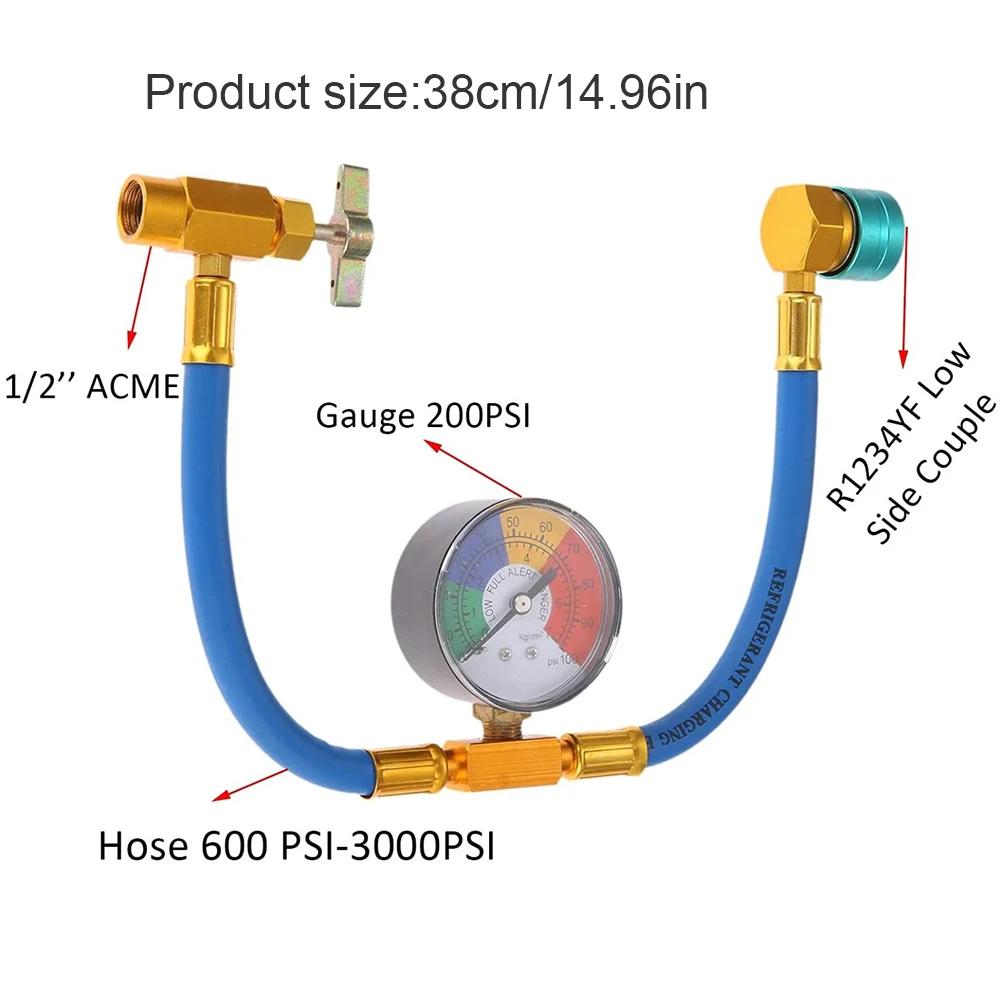 Gas Automotive Air Conditioning Refill 14mm Car Air Conditioner Filling Kit With 1/2 Inch ACME LH AC Recharge Hose Tools