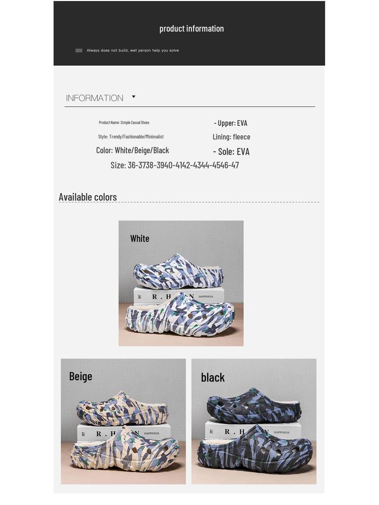 2025 Winter Cotton Closed-Toe Velvet Warm Garden Slippers: Unisex Indoor Half Slippers