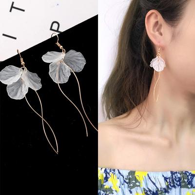 Eternal Petal Fringed Long Earrings, Fashionable Personality Simple White Flower Earrings Earrings