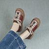 Johnature Genuine Leather Mixed Colors Casual Shoes Versatile Soft Soled Lace-up Flat Women's Shoes