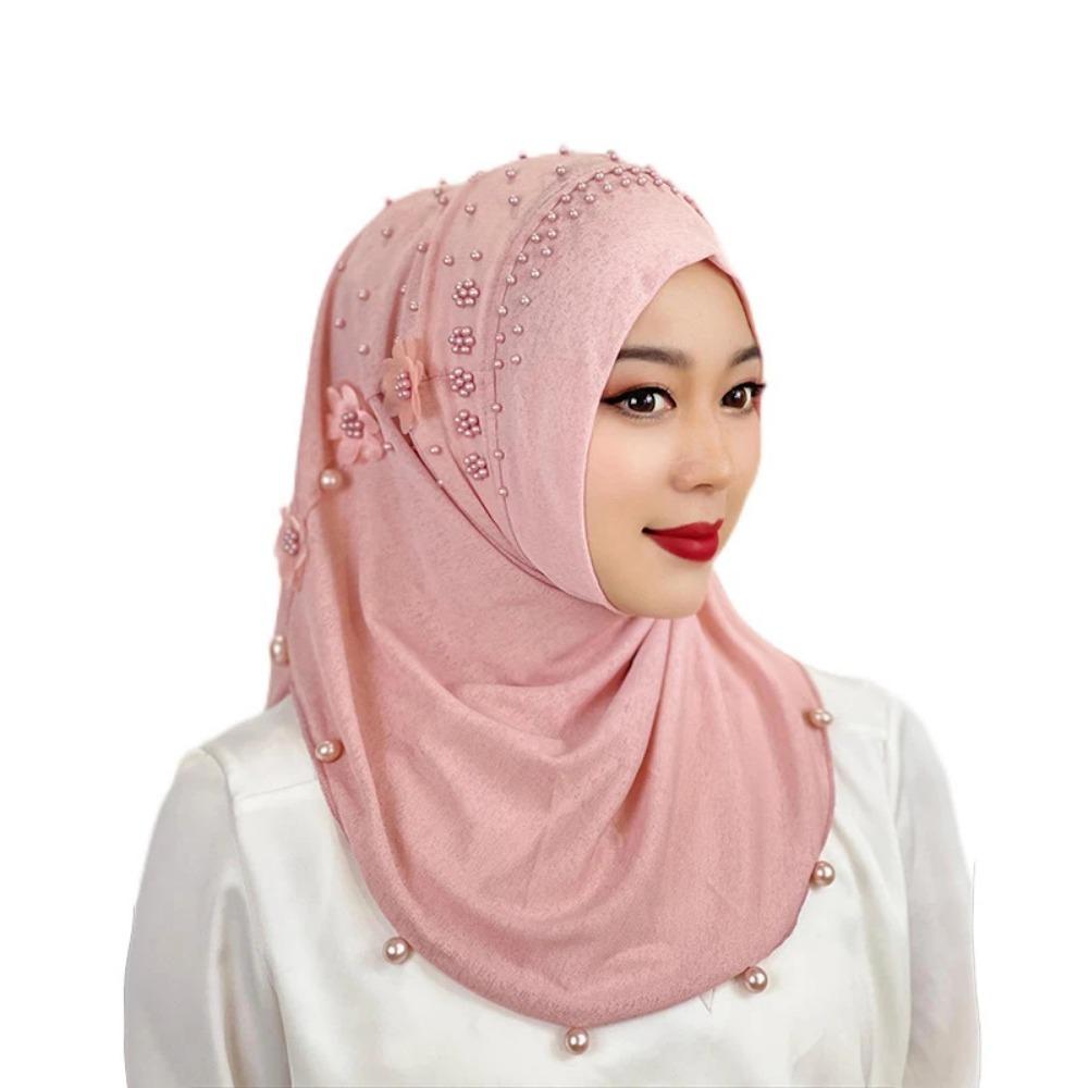 Solid Color Ramadan Hijab Top Knot Islamic Headscarf Head Wrap Cap  Ladies Hair Cover