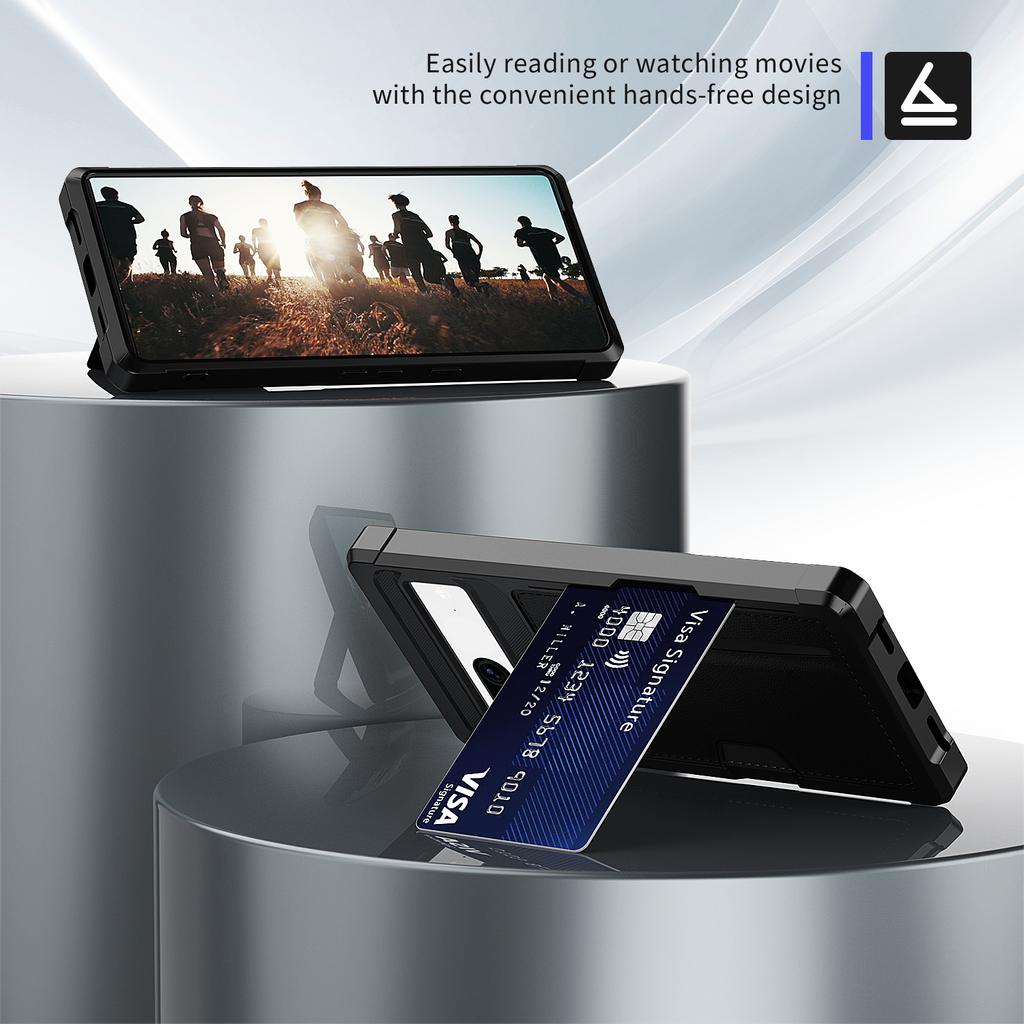 Back Case for Google Pixel 8,ZM02 PU Leather+TPU Card Holder Four Corners Fall Protection Phone Shell