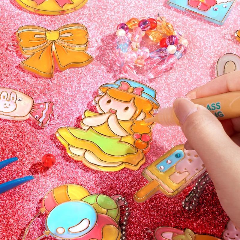 Children's DIY Crystal Glue Painting Castle & Pendant Graffiti Kit