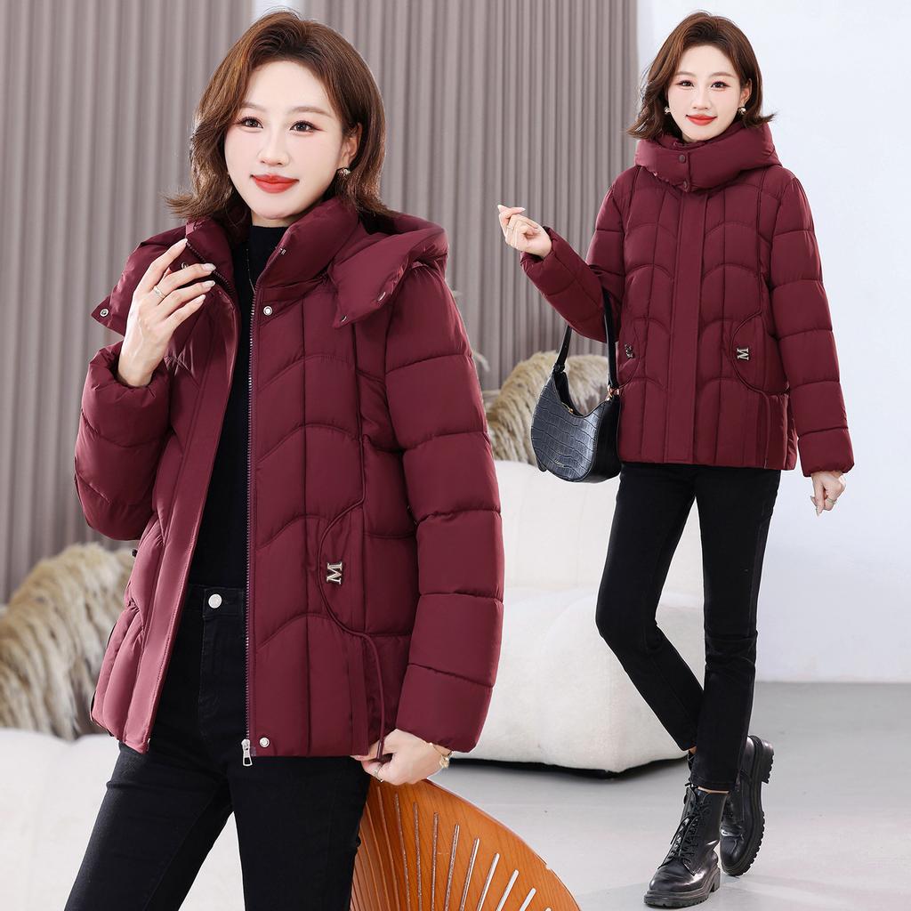 Short cotton-padded clothes women's disassembly hat thickened warm cotton-padded clothes jacket small mother clothes foreign gas cotton-padde