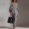 European and American spring and summer women's clothing fashion wear new loose striped one-word collar dress women