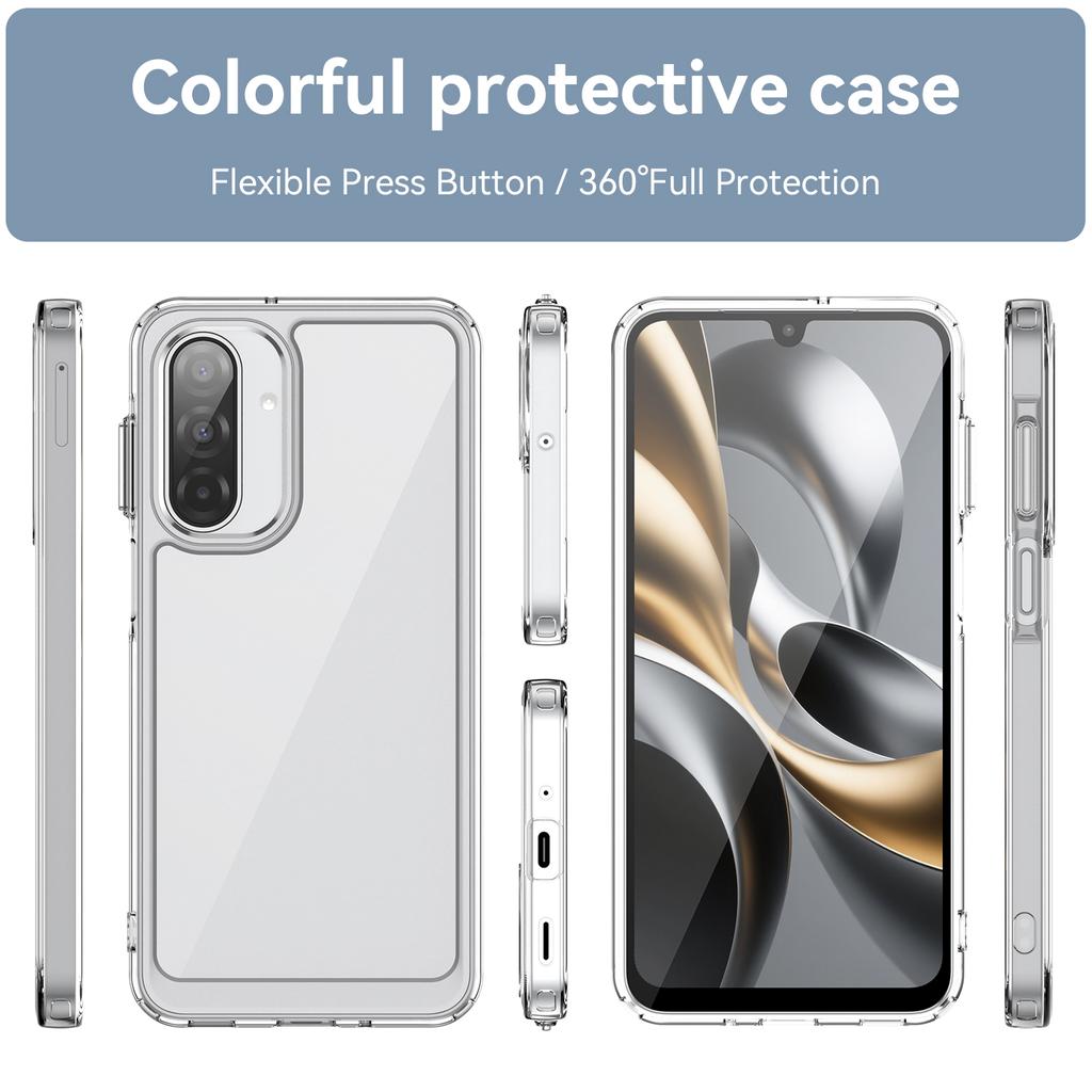 For Samsung Galaxy A17 5G Clear Phone Case WANLONFENG MF2 Series TPU Acrylic Cover with 2Pcs Tempered Glass