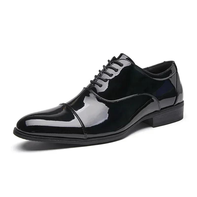 

Classic Patent Leather Shoes Men Glossy Leather Shoe Man Formal Business Office Lace Up Wedding Shoes Plus Big Size 38-46 46