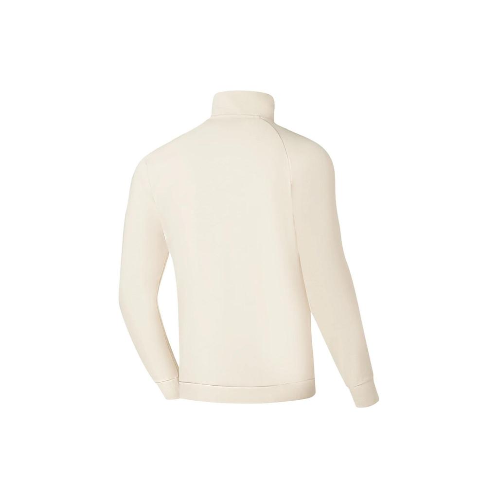 Lining Fitness Series Solid Color Logo Zip Stand Collar Sweatshirt Men Sweatshirt Swan-White AWDSB83-2