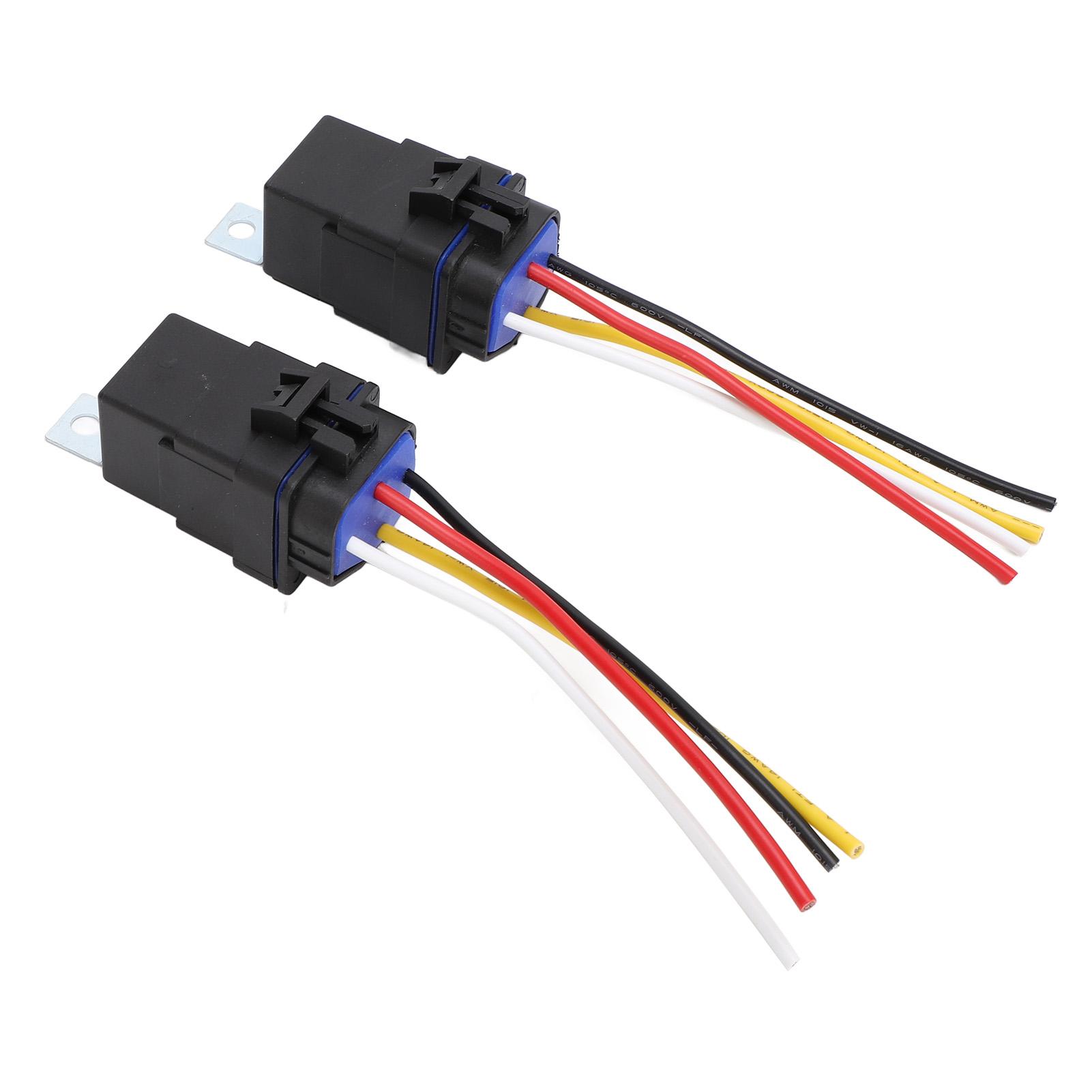 

2 шт. автомобильных реле с лужеными медными проводами 12 AWG, 40A водонепроницаемое сверхмощное реле для автомобильных электрических систем