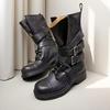 Retro Martin Boots Women's Summer New Thick Heel Belt Buckle Short Boots Locomotive Boots Versatile Single Boots Tide