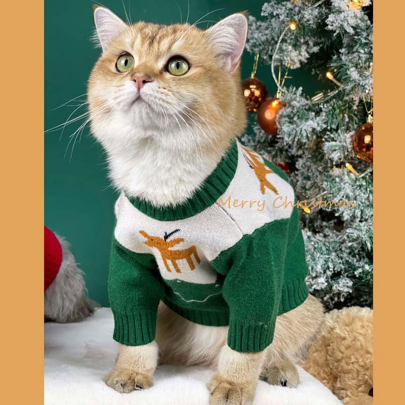 Dog Clothes Autumn and Winter Knitted Sweater Christmas Day Festive Teddy Schnauzer Pomeranian Corgi Cat Pet Sweater