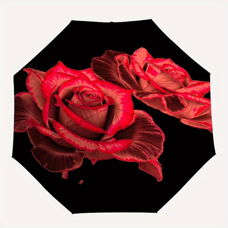 

1pc Rose Floral Pattern Automatic Open/Close Umbrella, Ideal Fan Gift for Birthday, Christmas, Trendy Fashion yy250828064