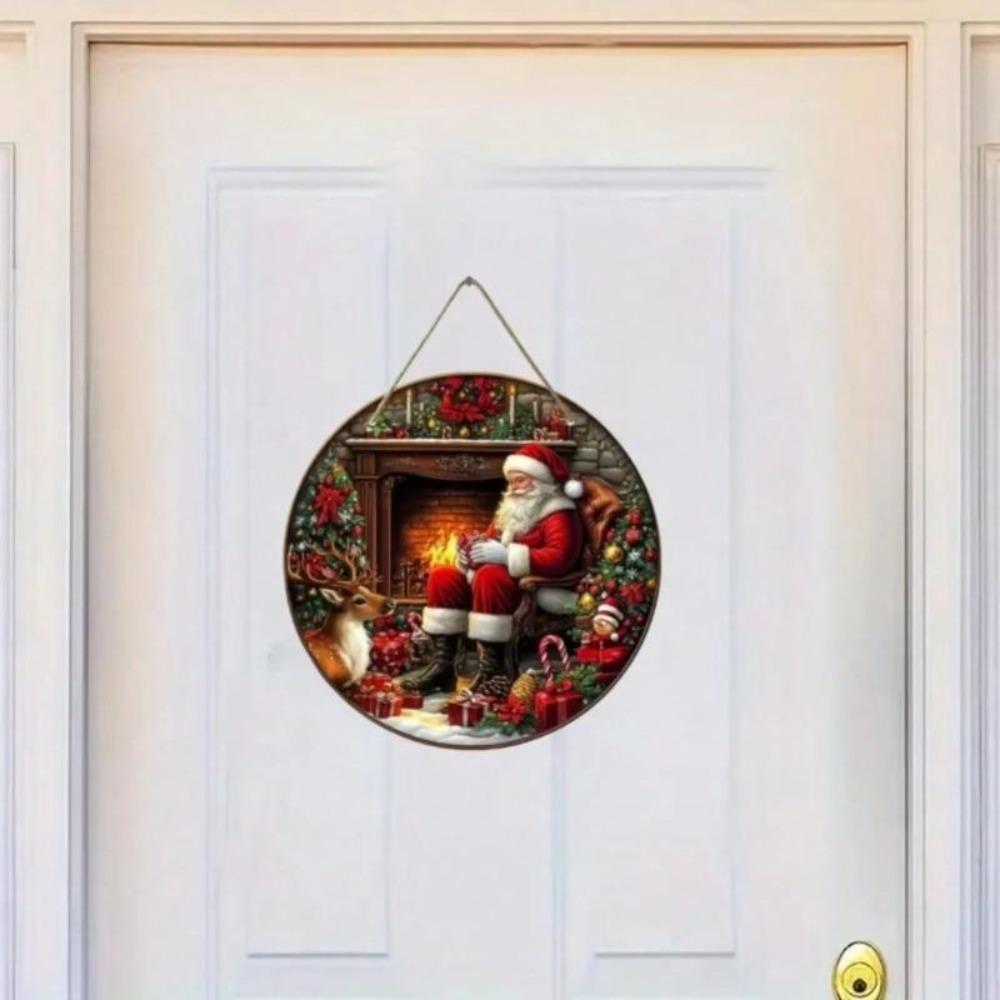 Vintage Santa Claus Metal Wall Art Sign Christmas Home Decor Gift