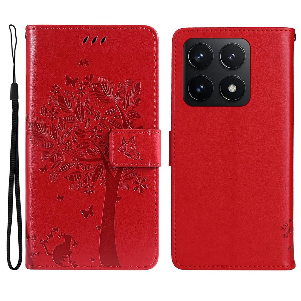 Für Xiaomi 14T Handyhülle mit Ständer Katzenbaum Muster Leder Geldbörse Handyhülle