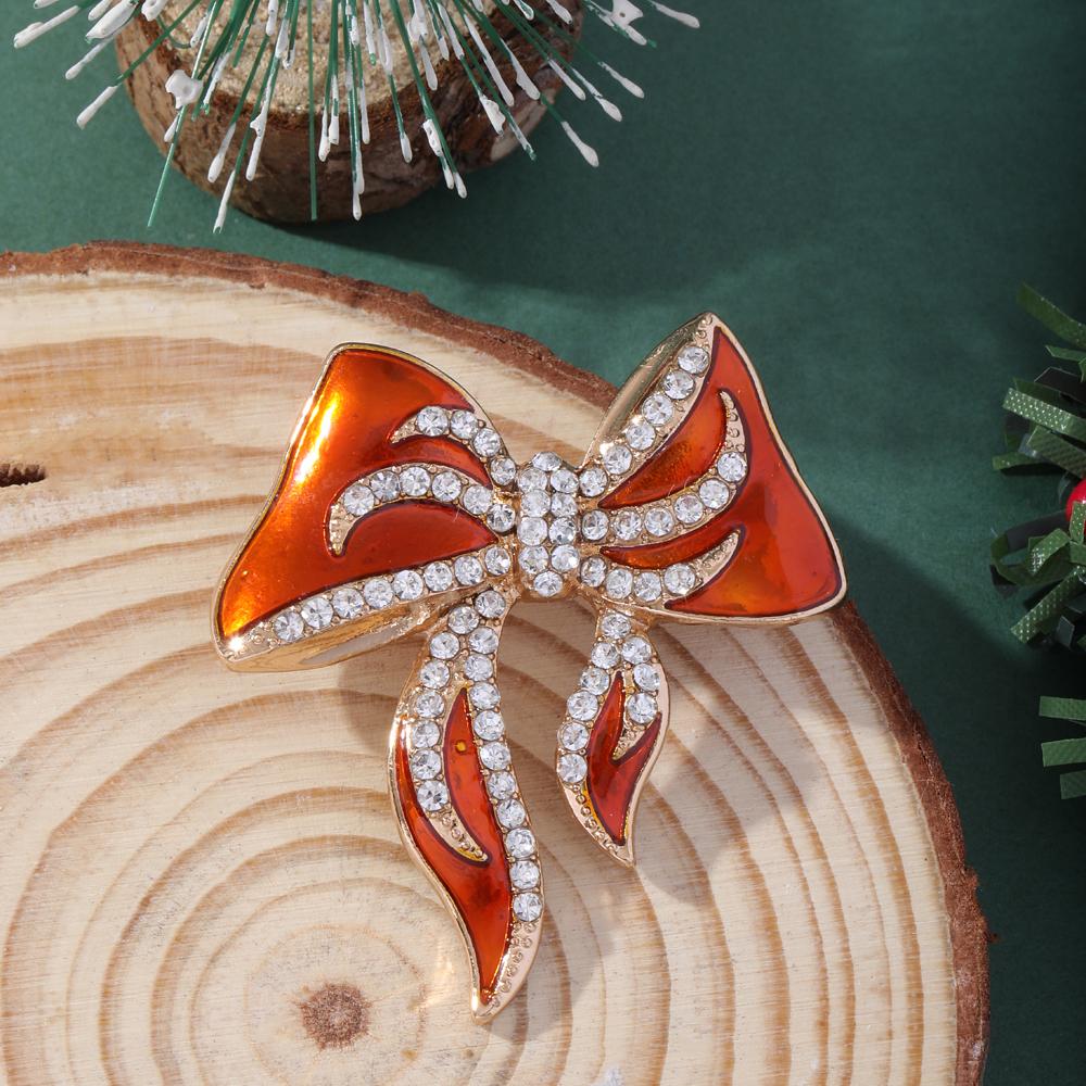 Pretty Gold Plated Big Bowknot Lapel Pins Crystal Bow Shaped Golden Brooches Women Girls Bow Tie Design Badge