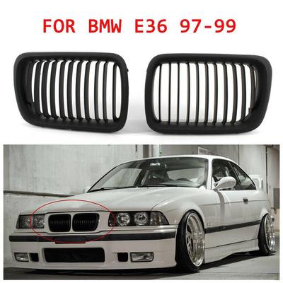 Glossy Black Front Grille Grill Headlight Eyelids for E36 97-99