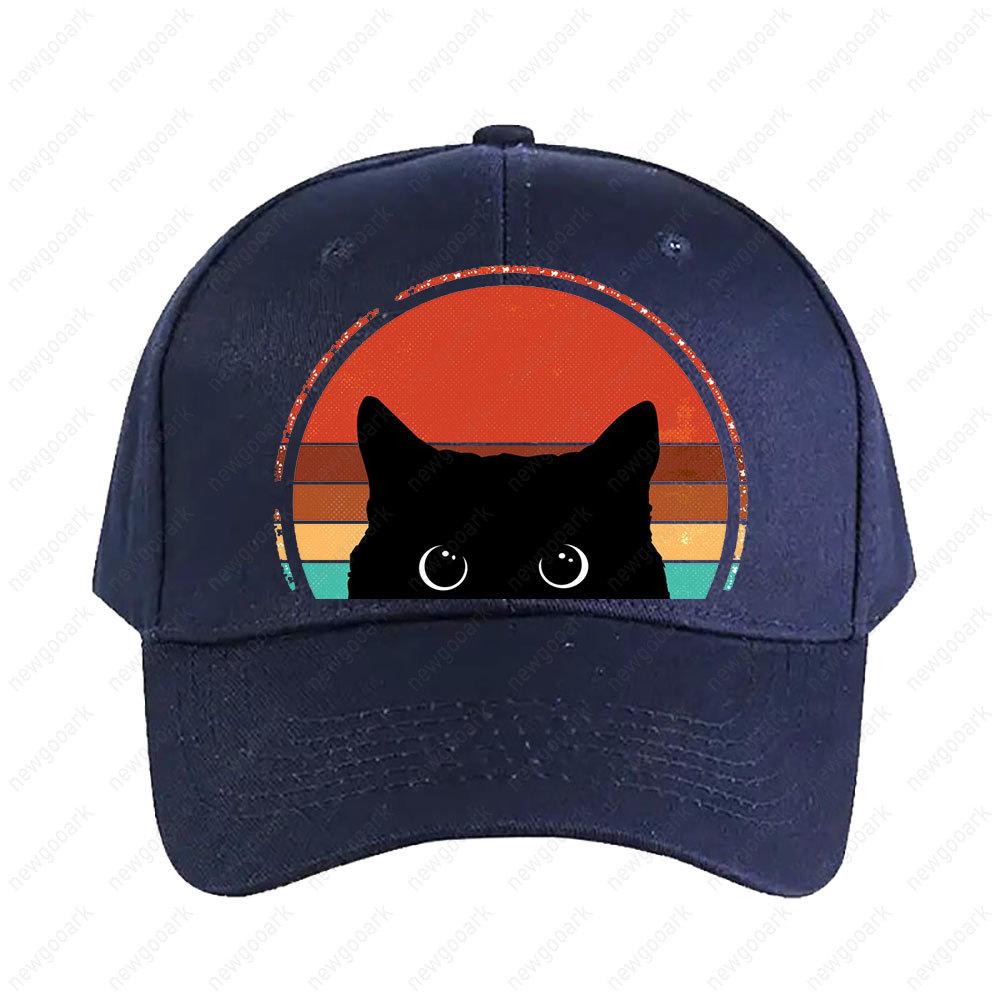 Black Cat Peeking Sunset Vintage Cap Women Unisex Peaked Hat Fashion Casual Adjustable Printed Baseball Caps Adult Outdoors