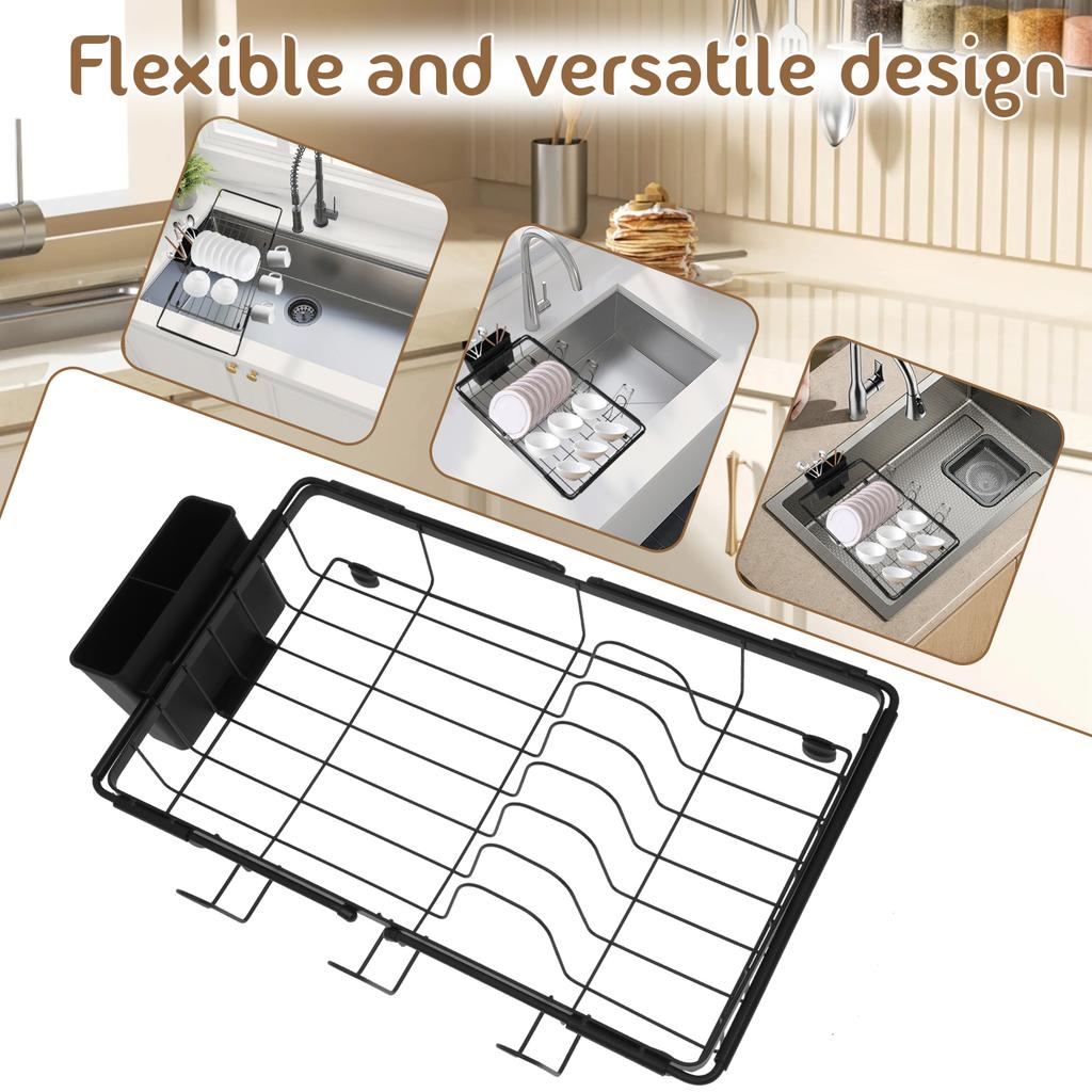 Expandable Dish Drying Rack Kitchen Sink Dish Drying Holder Cutlery Storage Counter Tableware Organizer Shelf