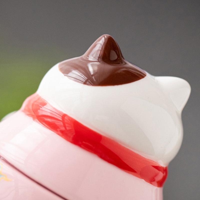 Japonský keramický hrnek pro štěstí Kočka Daruma řemesla Kreslené ozdoby Kočka pro štěstí Krajina Domácí dekorace Soška Kočky pro štěstí Figurky