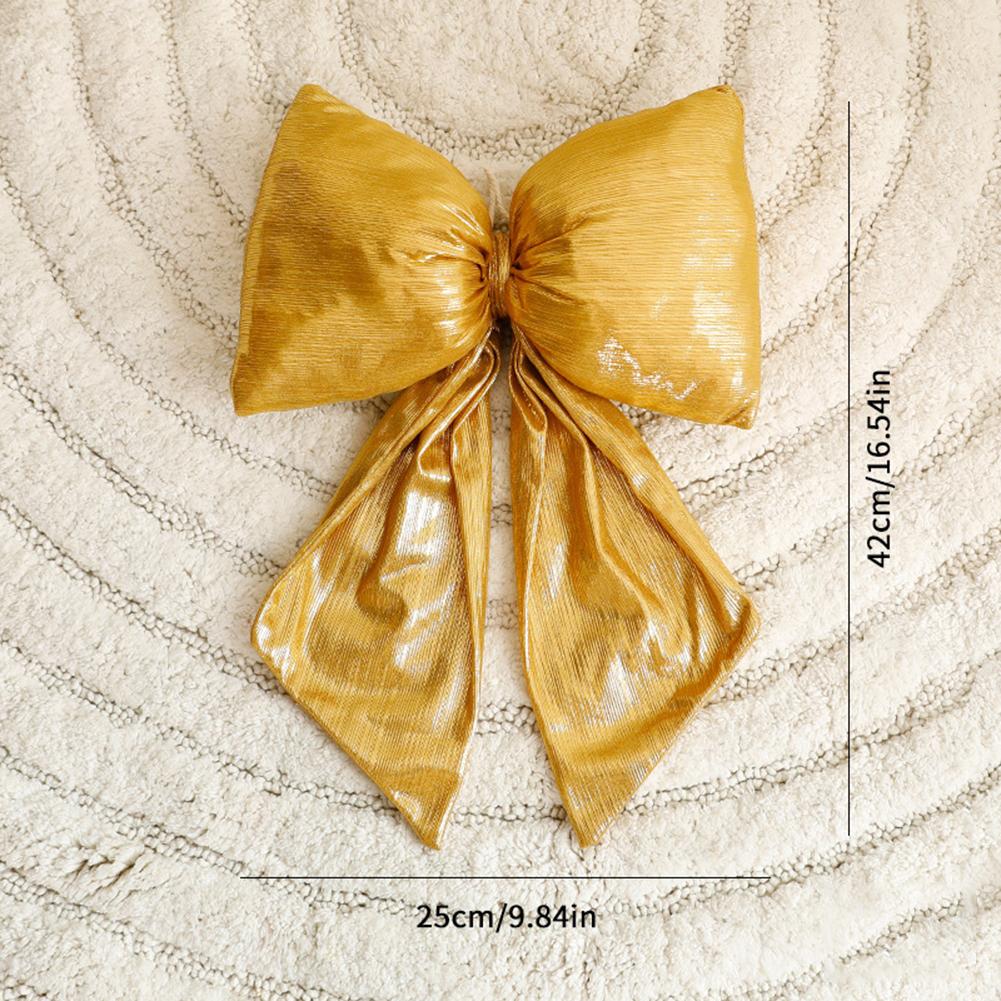 2PC Christmas Shiny Silk Bow Decoration Christmas Tree Decoration Wreath Pendant Christmas Crafts Supplies Christmas Decorations