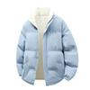 Unisex Winter Cotton Padded Jacket Warm Thick Fleece-Lined Stand Collar Casual Outerwear Teens Adults