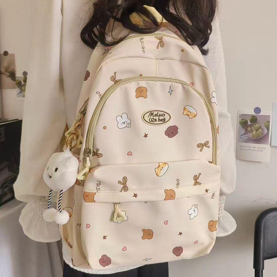 Cute Japanese Schoolbag for College or Middle School Students - Large Capacity Sweet Girl Backpack with Shoulder Strap and Niche Design