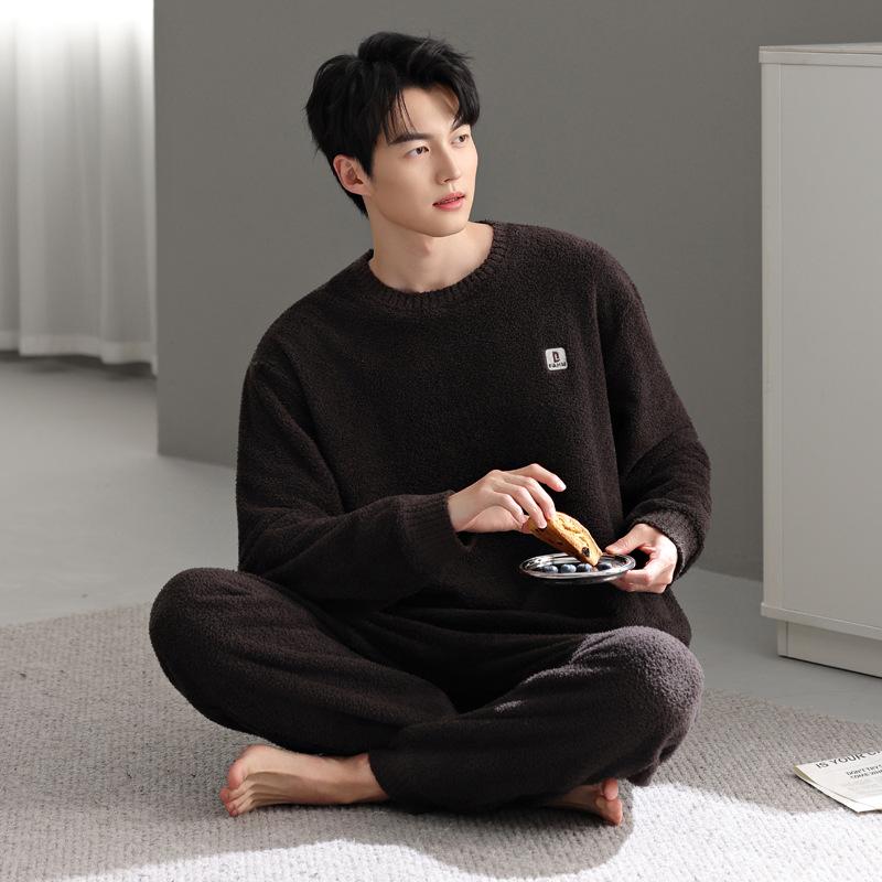 

Пижама из полуфлиса мужская зимняя утолщенная флисовая осенне-зимняя коралловый флис премиум зимняя домашняя одежда 3XL