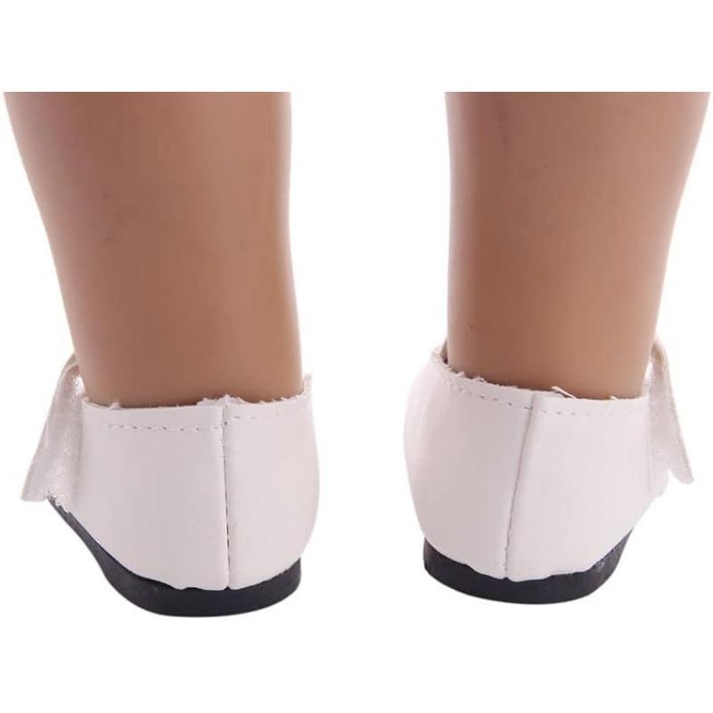 1 paio di scarpe per bambole in PU con fiocco per bambole americane da 18 pollici, accessori per bambole da 18 pollici, giocattoli
