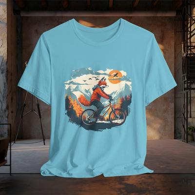 Fox Biking Adventure Tee, Nature Lover Unisex T-Shirt