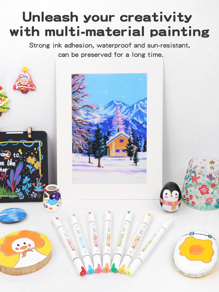 12Pcs GuangNa Acrylic Brush Markers Set, Assorted Pro Color Series Automatic Ink Control System Art Markers Set School Supplies