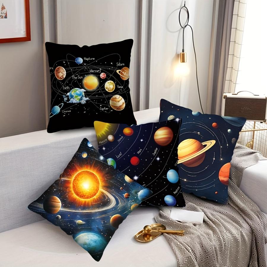 Galaxy-Inspired Throw Pillow Cover - 17.7x17.7 Inch, Polyester, Machine Washable, Zip Closure, Contemporary Style, 1pc