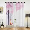 Illustration Cherry Blossom Fox Window Curtains Bedroom Kitchen Drapes Panel Curtains for Living Room Christmas Home Decor