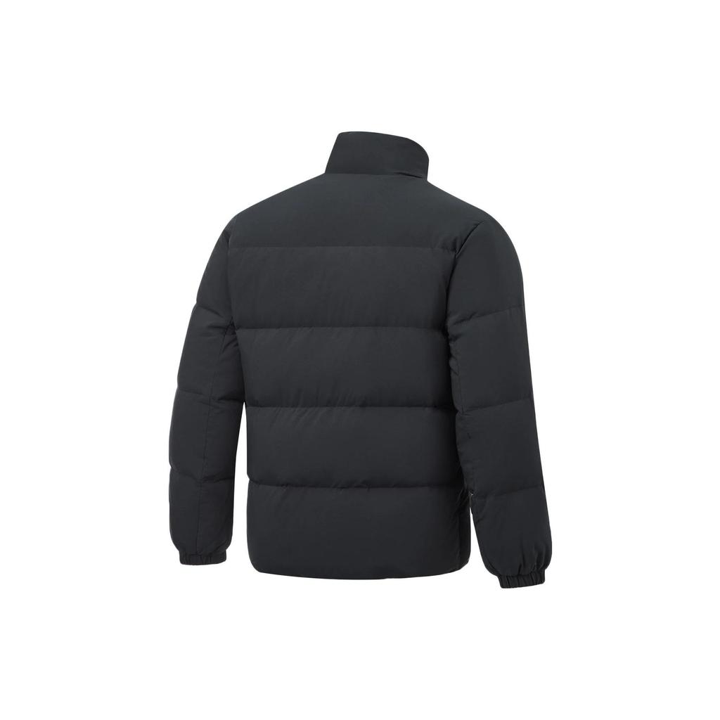 Li Ning Hot Pot Down Jacket Series Solid Color Stand Collar Water Resistant Short Down Jacket Men Jacket Black AYMT105-3