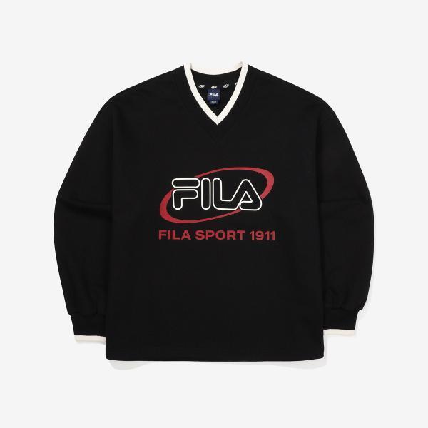Fila V Neck Mixed Fabric Sweatshirt Fs2pof3155f Black blacks/95