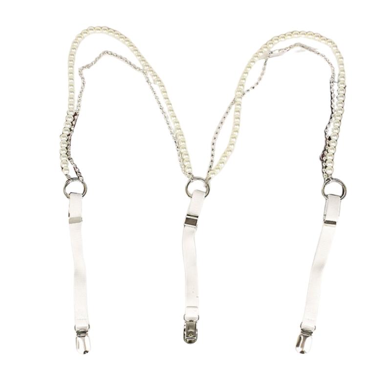 

Sexy Suspenders Pearls Rhinestones Braces Perfect for Casual Occasions Upgraded Outfit Style for Carnival, Party 1