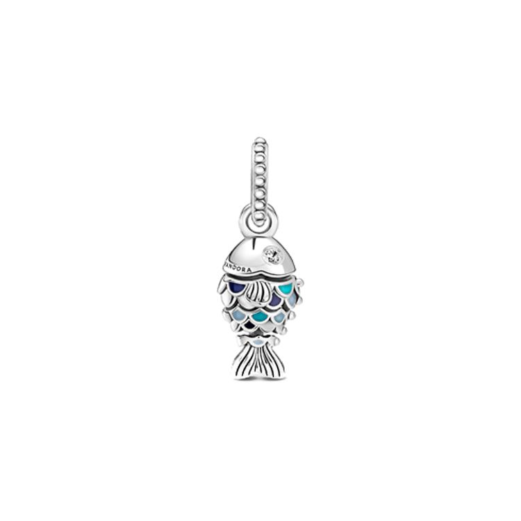 Pandora Blue Scaled Fish Charm Men Charm 799428C01 Blue,F