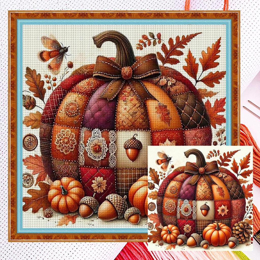 Full Embroidery cotton Thread 14CT Counted Pumpkin Cross Stitch Kit Decor