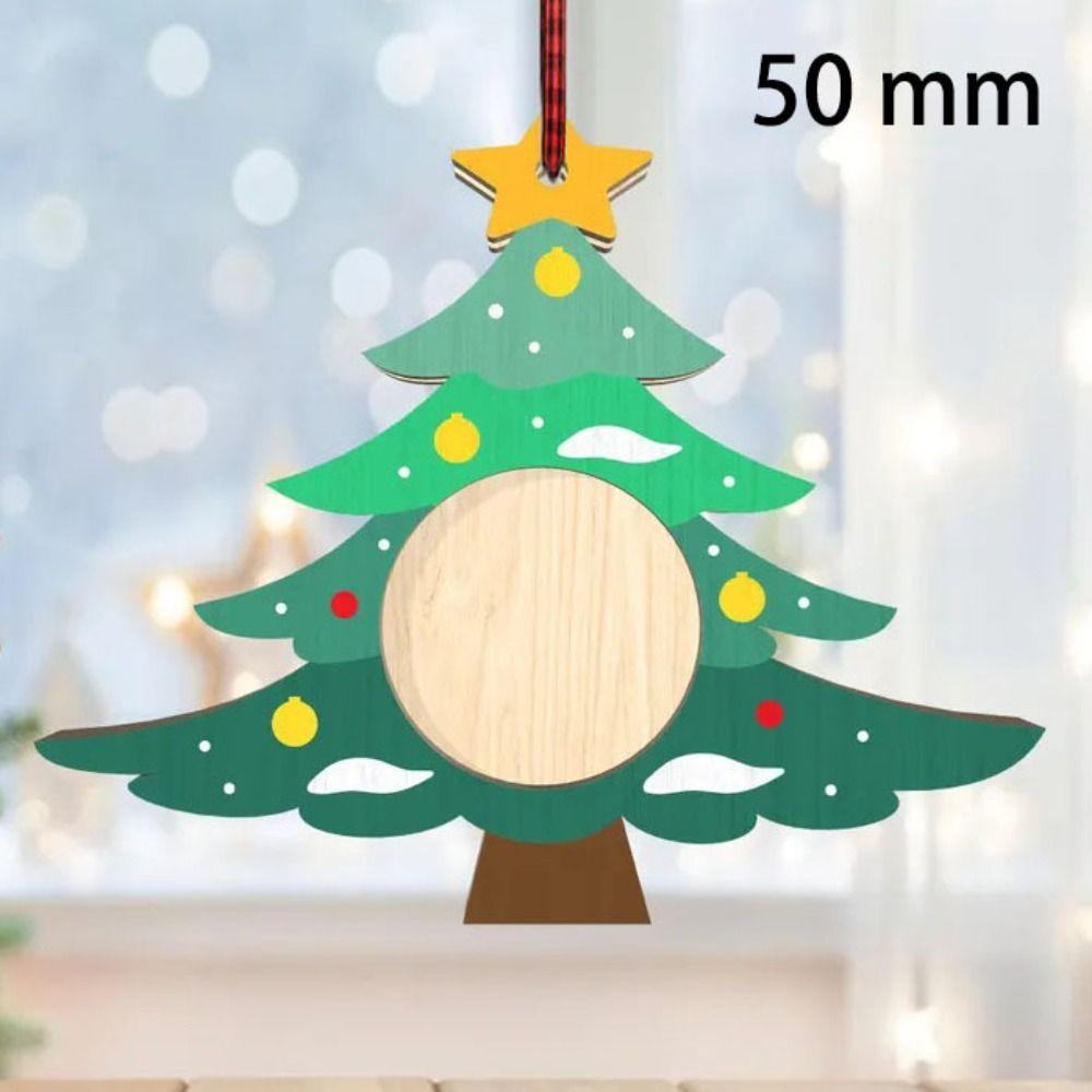 High Quality Wooden Picture Ornaments for Christmas Tree DIY with Hanging Ropes Photo Frame Gifts Xmas Tree Decorations