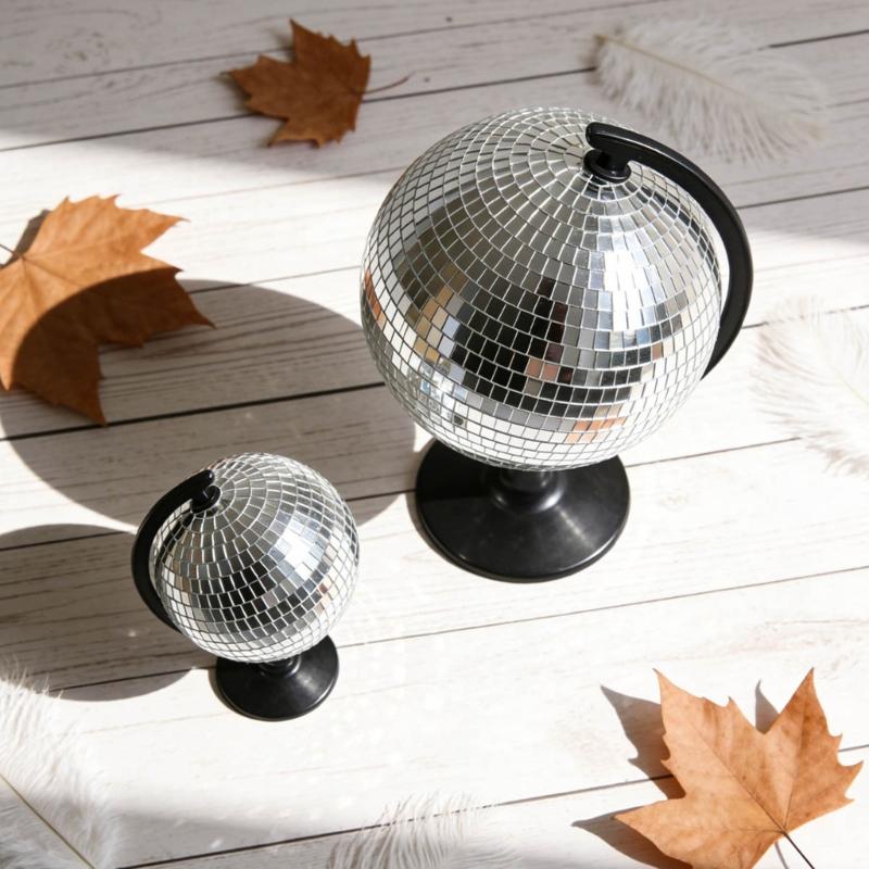 Σφαίρες Disco Μπαλόνι Αγάλματα Καθρέφτης Σφαίρα Disco Μπαλόνι Γλυπτό με Βάση Διακοσμητικά Γραφείου Στολίδι για Κεντρικά Τραπέζια