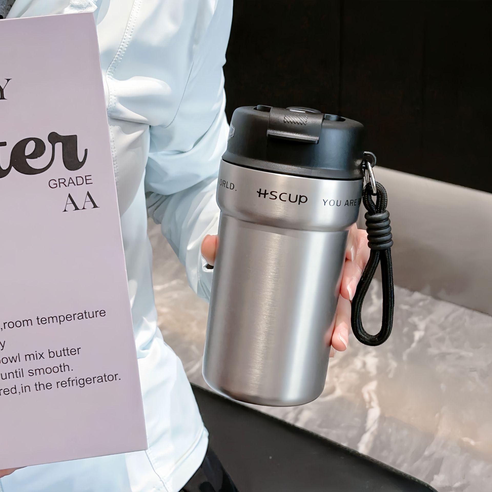 

Stainless Steel Thermal Insulation Coffee Cup Large Capacity Accompanying Cup Portable Thermos Cup 550ml серебряный
