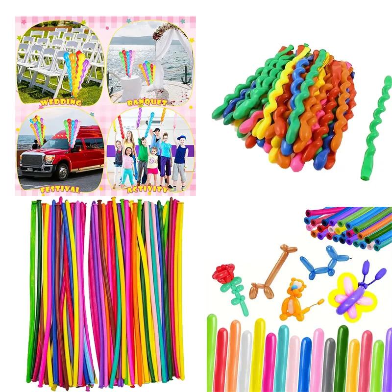 Spiral-Langstreifen-Latexballons Mehrfarbig Einzigartiges Design Perfekt für Geburtstags-Feiertagsdekorationen Party-Spielzeug Raumdekorationen