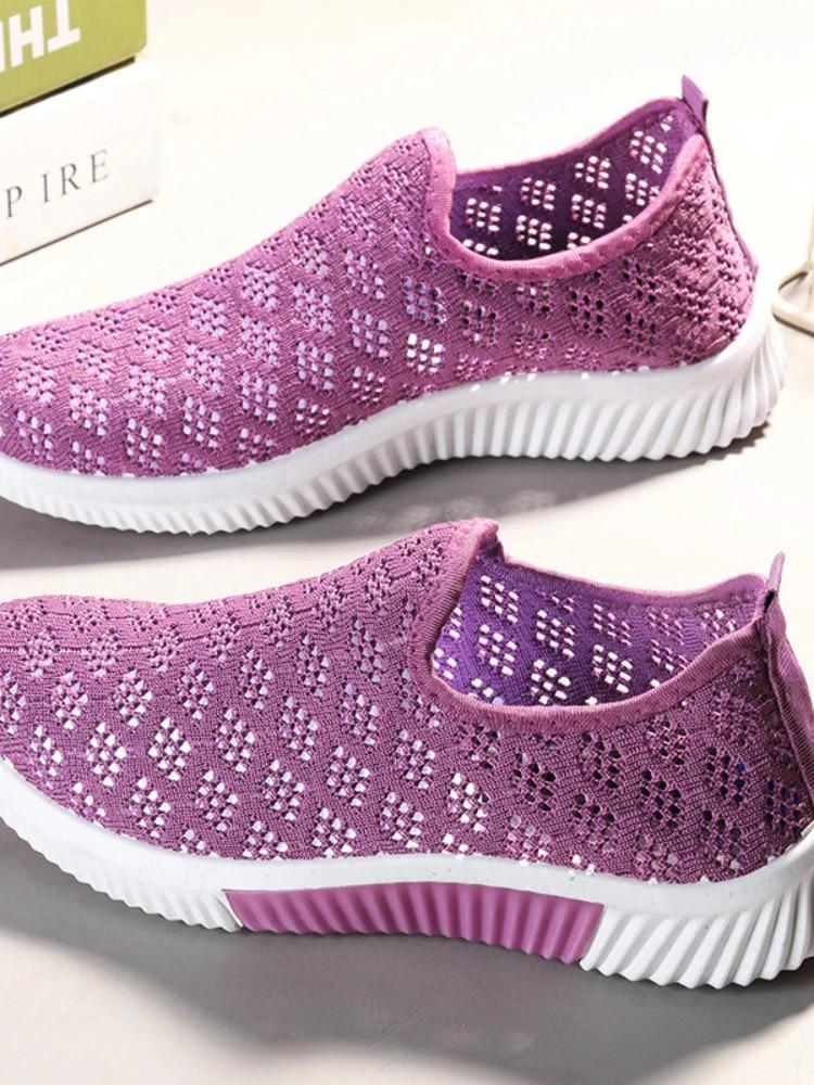 Fashion Mesh Shoes Women Shoes Sports Shoes Breathable Flats Soft Sole Casual Sneakers