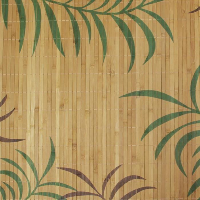 Wohnzimmerteppich aus Bambus mit exotischen Blättern bedruckt beige 70x120