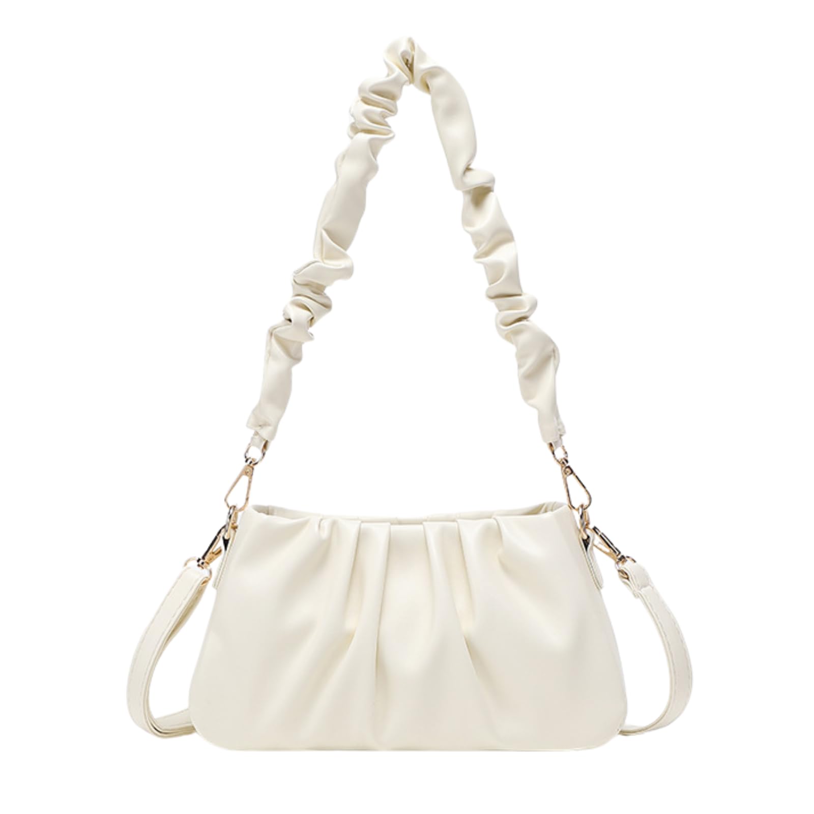 Harujio Mini Shoulder Bag, Hobo Bag, Gathered Bag, Women s, Small, Gathered Ruffled Shoulder Bag, Available in Black, White, and Green, Can be