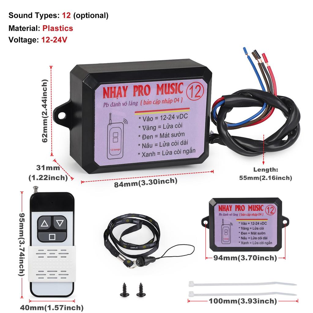 12V-24V 12 Sound Musical Electronic Horn Controller 3+ Pro Horn Speaker Sound Control Unit With Remote Control