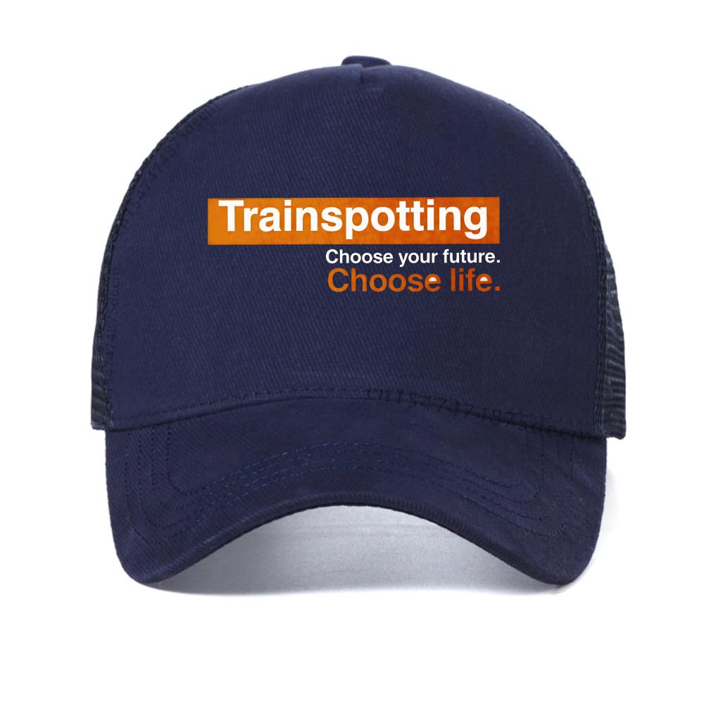 

Trainspotting Vintage baseball cap Movie Choose Life 90 s 80 s mesh caps outdoor Causal Breathable sun hats sport Trucker Hat Adjustable темно-синього кольору