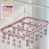 Aluminum Alloy Windproof Sock Drying Rack with Multi-Clip and Stainless Steel Underwear Hanger