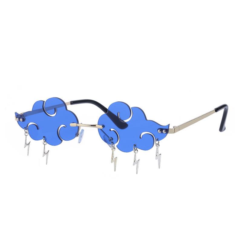 Lightning Pendent Sunglasses Funny Clouds Shaped Sunglasses Rim-Free Sunglasses 90s Disco Party Spectacles Sun Spectacles Steampunk